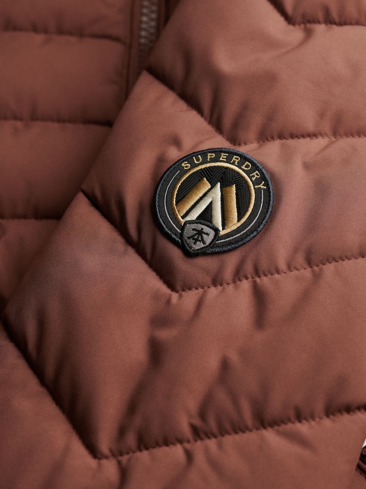 Superdry Brown Fuji Faux Hood Mid Length Coat - Image 5 of 5