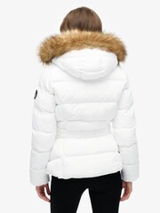 Superdry White Fuji Belted Puffer Jacket - Image 2 of 7