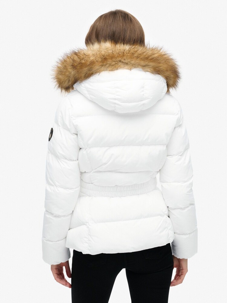 Superdry White Fuji Belted Puffer Jacket - Image 2 of 7 Superdry White Fuji Belted Puffer Jacket - Image 2 of 7