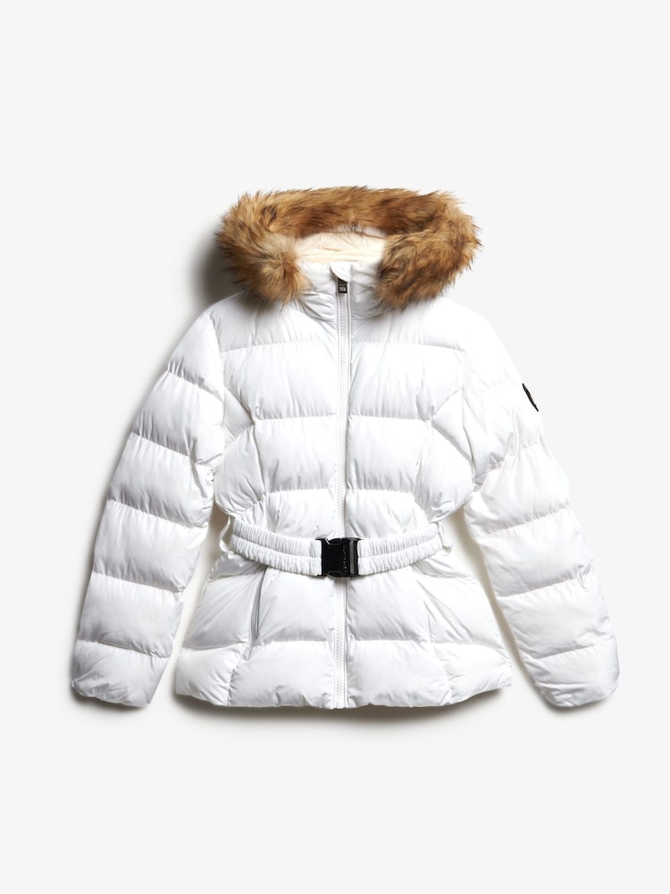 Superdry White Fuji Belted Puffer Jacket - Image 7 of 7