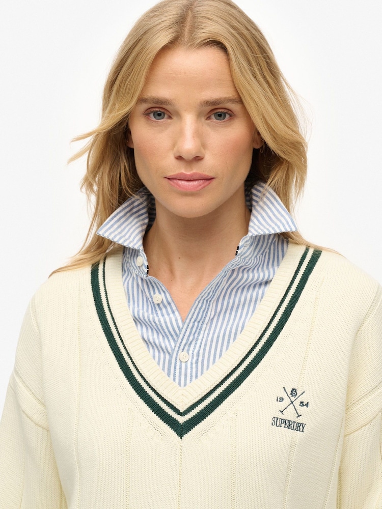 Superdry Cream Cricket Club Jumper - Image 4 of 4
