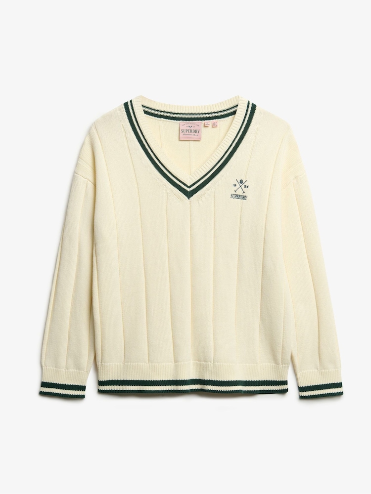 Superdry Cream Cricket Club Jumper - Image 5 of 5