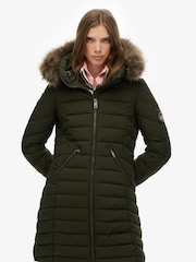 Superdry Green Fuji Faux Hooded Mid Length Jacket - Image 3 of 7
