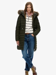 Superdry Green Fuji Faux Hooded Mid Length Jacket - Image 5 of 7