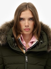 Superdry Green Fuji Faux Hooded Mid Length Jacket - Image 6 of 7