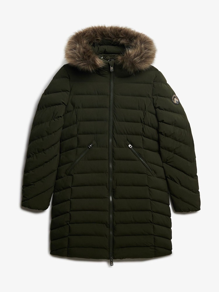 Superdry Green Fuji Faux Hooded Mid Length Jacket - Image 7 of 7