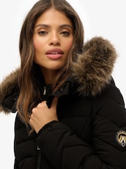 Superdry Black Fuji Faux Hooded Mid Length Jacket - Image 4 of 7
