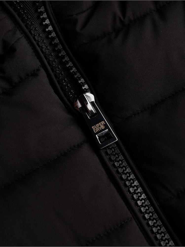 Superdry Black Fuji Faux Hooded Mid Length Jacket - Image 7 of 7