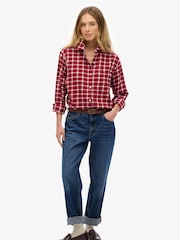 Superdry Red Boyfriend Check Flannel Shirt - Image 2 of 6