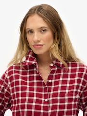 Superdry Red Boyfriend Check Flannel Shirt - Image 4 of 6