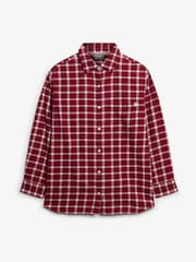 Superdry Red Boyfriend Check Flannel Shirt - Image 5 of 6