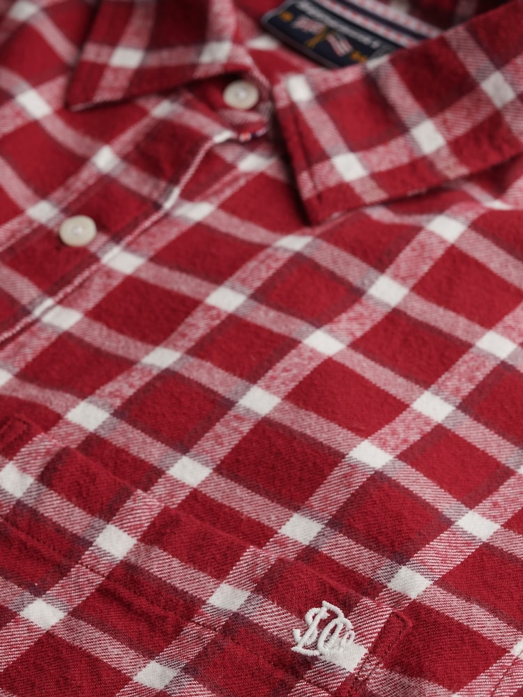 Superdry Red Boyfriend Check Flannel Shirt - Image 6 of 6