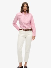 Superdry Pink Slim Oxford Long Sleeve Shirt - Image 1 of 4