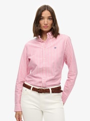 Superdry Pink Slim Oxford Long Sleeve Shirt - Image 3 of 4