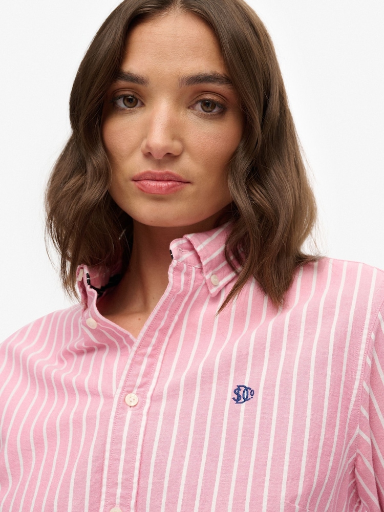 Superdry Pink Slim Oxford Long Sleeve Shirt - Image 4 of 4