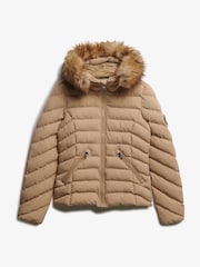 Superdry Brown Fuji Faux Fur Hood Padded Jacket - Image 1 of 2