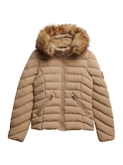 Superdry Brown Fuji Faux Fur Hood Padded Jacket - Image 6 of 7
