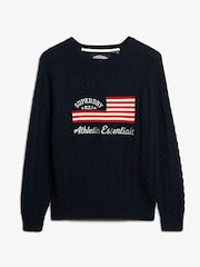 Superdry Blue Slouchy Cable Flag Knit Jumper - Image 5 of 5