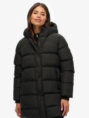 Superdry Black Hooded Sports Puffer Mid Jacket - Image 3 of 8