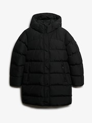 Superdry Black Hooded Sports Puffer Mid Jacket - Image 6 of 8