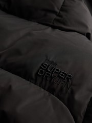 Superdry Black Hooded Sports Puffer Mid Jacket - Image 8 of 8