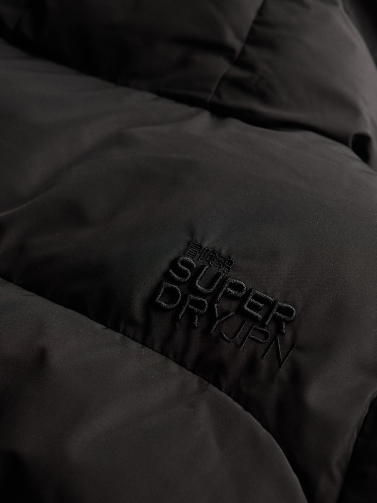 Superdry Black Hooded Sports Puffer Mid Jacket - Image 8 of 8 Superdry Black Hooded Sports Puffer Mid Jacket - Image 8 of 8