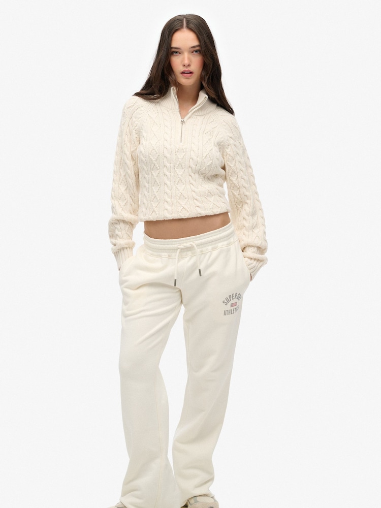 Superdry Cream Brushed Cable Roll Neck Jumper - Image 2 of 5 Superdry Cream Brushed Cable Roll Neck Jumper - Image 2 of 5