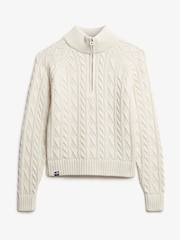 Superdry Cream Brushed Cable Roll Neck Jumper - Image 5 of 5
