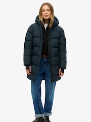 Superdry Blue Hooded Sports Puffer Mid Jacket - Image 3 of 7
