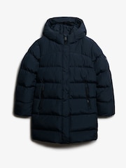 Superdry Blue Hooded Sports Puffer Mid Jacket - Image 6 of 7