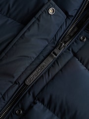 Superdry Blue Hooded Sports Puffer Mid Jacket - Image 7 of 7