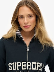 Superdry Blue Slouchy Graphic Half Zip Jumper - Image 4 of 5