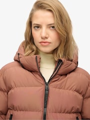 Superdry Brown Hooded Sports Puffer Jacket - Image 5 of 7