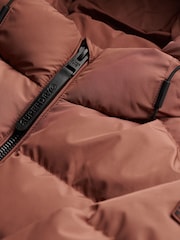 Superdry Brown Hooded Sports Puffer Jacket - Image 7 of 7