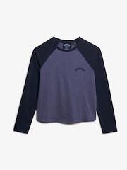 Superdry Blue Essential Logo Long Sleeve Baseball Top - Image 5 of 5