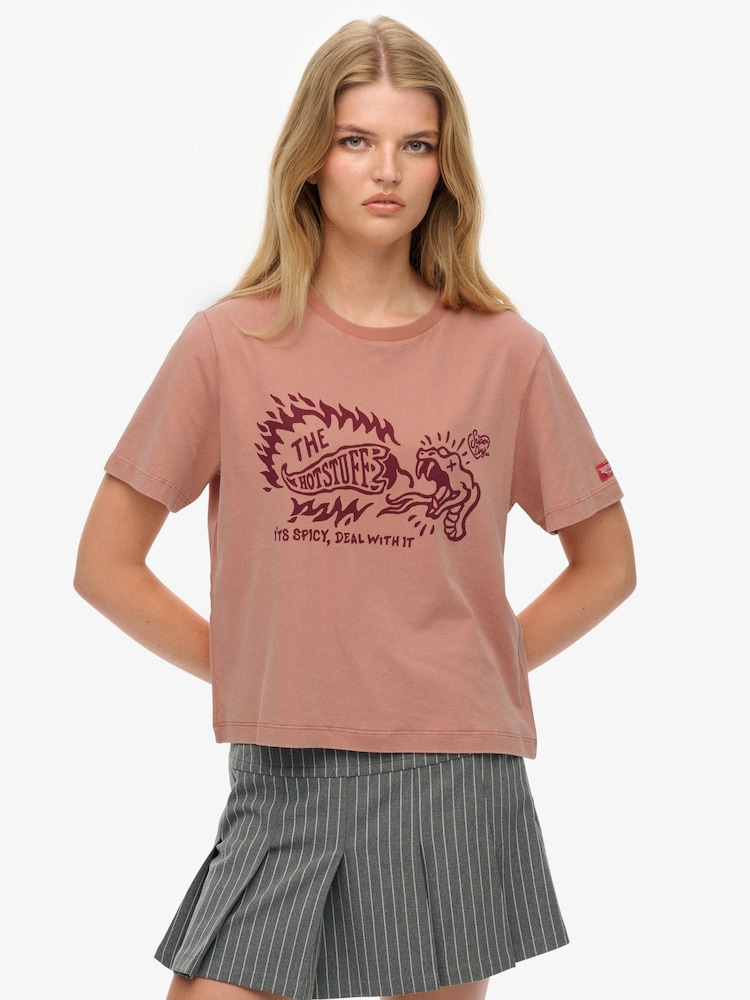 Superdry Pink Roadside Trade Relaxed T-Shirt - Image 1 of 6