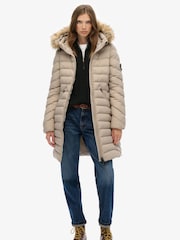 Superdry Grey Fuji Faux Hooded Mid Length Jacket - Image 3 of 6
