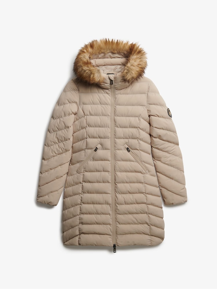 Superdry Grey Fuji Faux Hood Mid Length Coat - Image 5 of 5