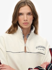 Superdry Cream Country Club Tape Henley Jumper - Image 4 of 6