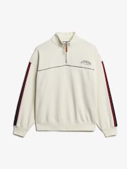 Superdry Cream Country Club Tape Henley Jumper - Image 5 of 6