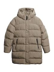 Superdry Natural Hooded Sports Puffer Mid Length Jacket - Image 1 of 3