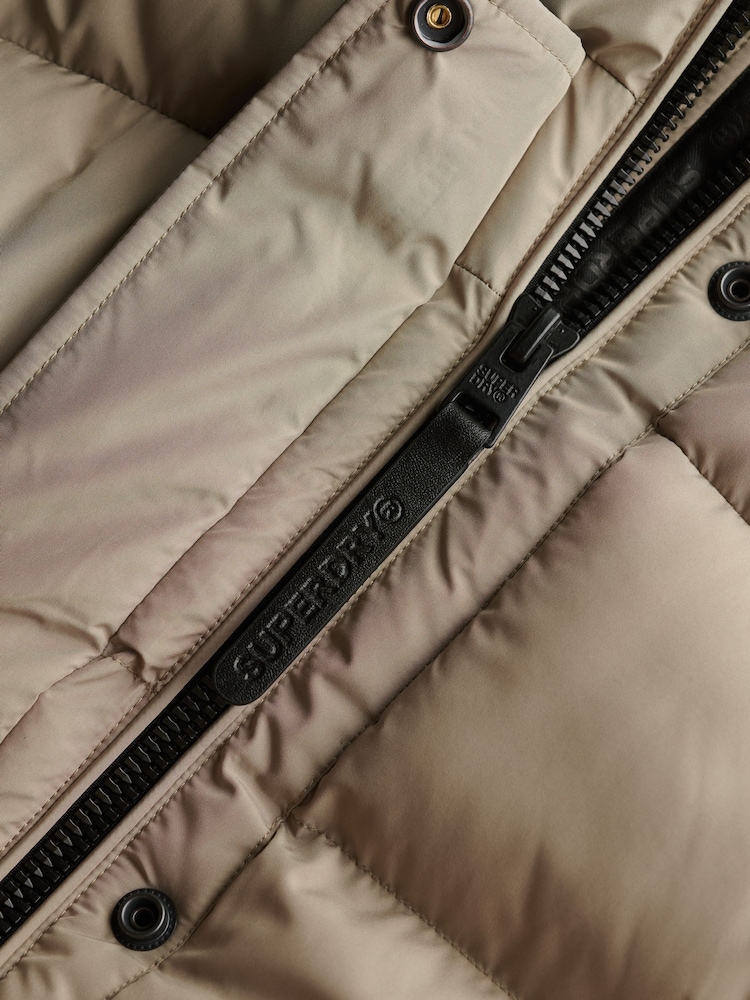 Superdry Natural Hooded Sports Puffer Mid Length Jacket - Image 3 of 3 Superdry Natural Hooded Sports Puffer Mid Length Jacket - Image 3 of 3
