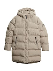 Natur - Superdry Hooded Sports Puffer Mid Length Jacket - Bild 6 von 7