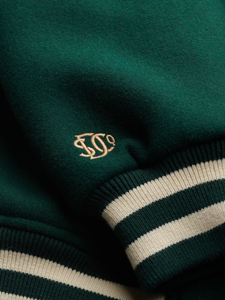Superdry Green Country Club Wool Bomber Jacket - Image 2 of 2 Superdry Green Country Club Wool Bomber Jacket - Image 2 of 2