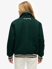 Superdry Green Country Club Wool Bomber Jacket - Image 3 of 7