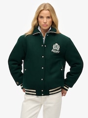 Superdry Green Country Club Wool Bomber Jacket - Image 4 of 7