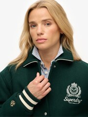 Superdry Green Country Club Wool Bomber Jacket - Image 5 of 7