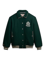 Superdry Green Country Club Wool Bomber Jacket - Image 6 of 7