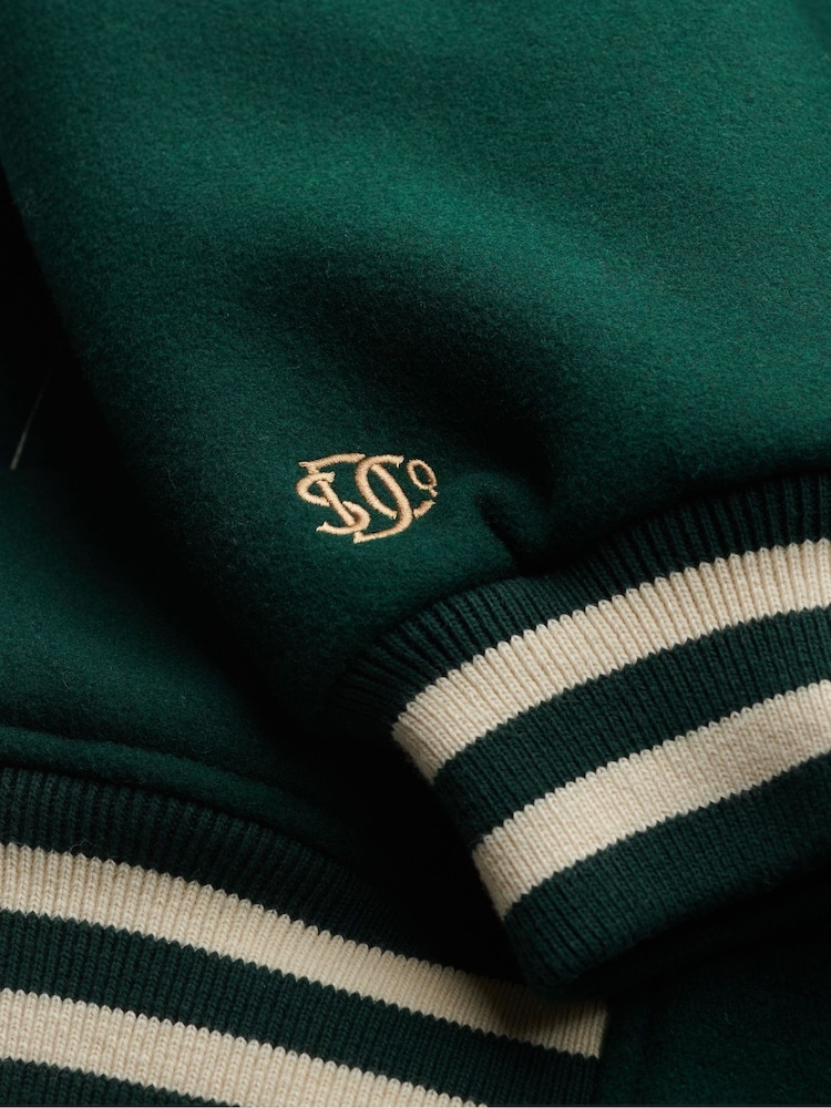 Superdry Green Country Club Wool Bomber Jacket - Image 7 of 7