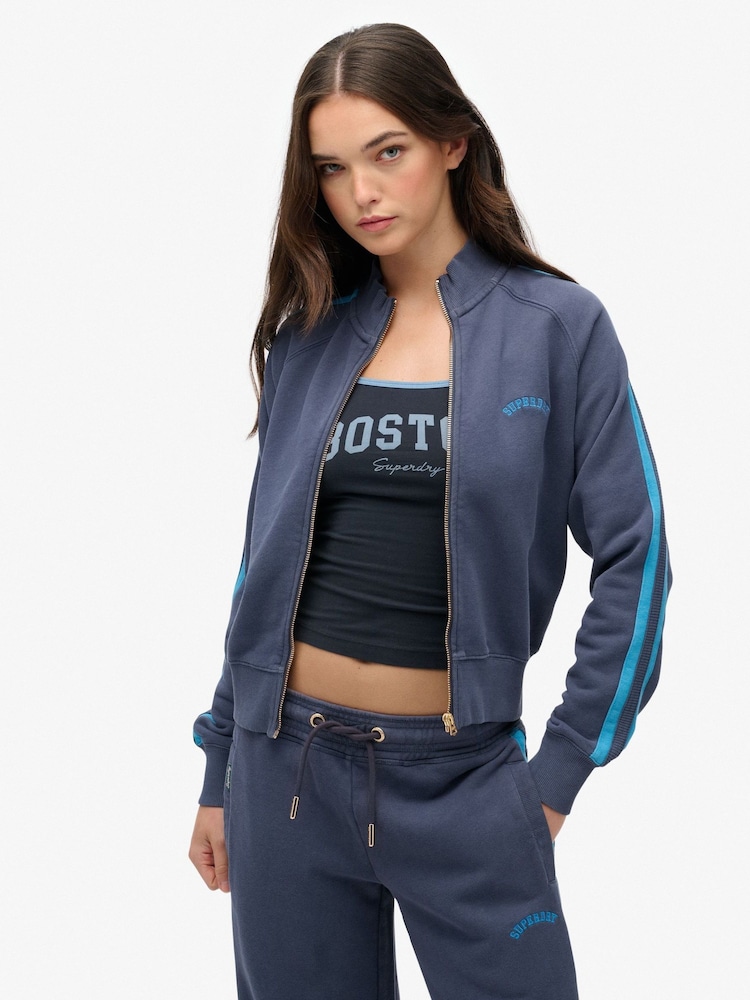 Superdry Blue Essential Logo Jacket - Image 1 of 6 Superdry Blue Essential Logo Jacket - Image 1 of 6